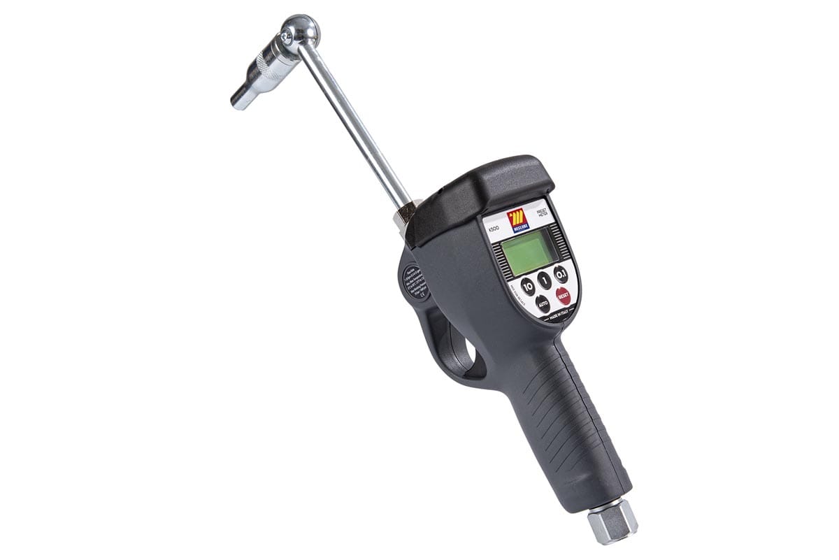 PISTOLA DIGITALE A PRESELEZIONE PER OLIO ESTREMITA' SNODATA VALVOLA ANTIGOCCIA AUTOMATICA Ø 14 mm