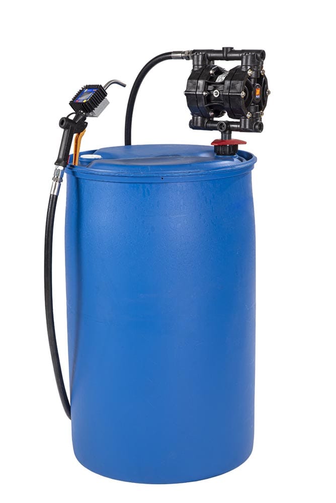 COMPLETO POMPA MEMBRANA PER LIQUIDO LAVAVETRI PER FUSTI DA 200 l CON PISTOLA DIGITALE