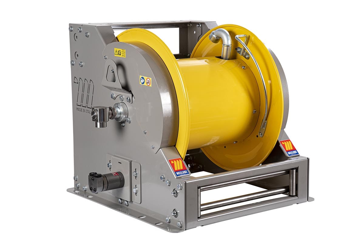 AVVOLGITUBO INDUSTRIALE IN ACCIAIO VERNICIATO SERIE MOTORIZZATA IDRAULICA FI-602 PER ACQUA 150°C 1