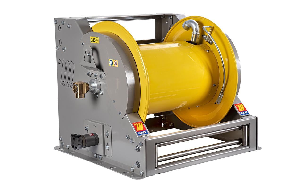 AVVOLGITUBO INDUSTRIALE IN ACCIAIO VERNICIATO SERIE MOTORIZZATA IDRAULICA FI-603 PER ARIA-ACQUA E GASOLIO 1